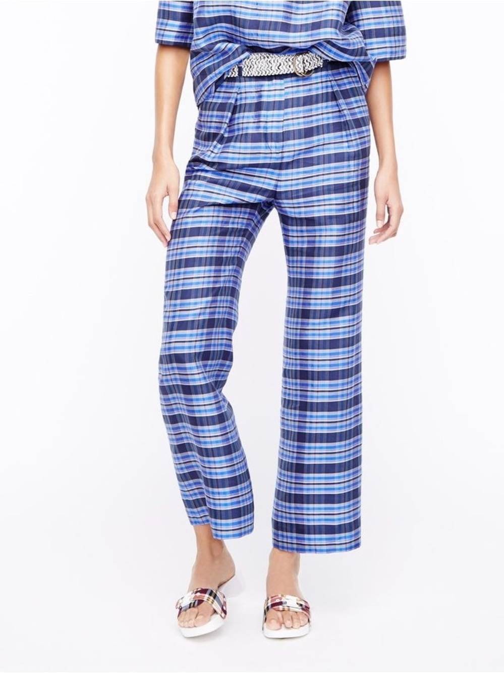 J.Crew Collection silk plaid trouser pants